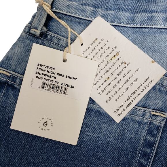 ÉTICA Womens 26 Fern High Waist Cutoff Organic Cotton Button Fly Denim Shorts - Picture 13 of 13